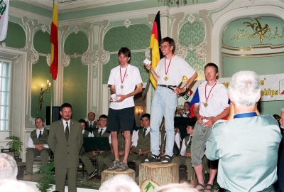 price giving ceremony (M35 sprint) at the 10th EFOL Poland 2003